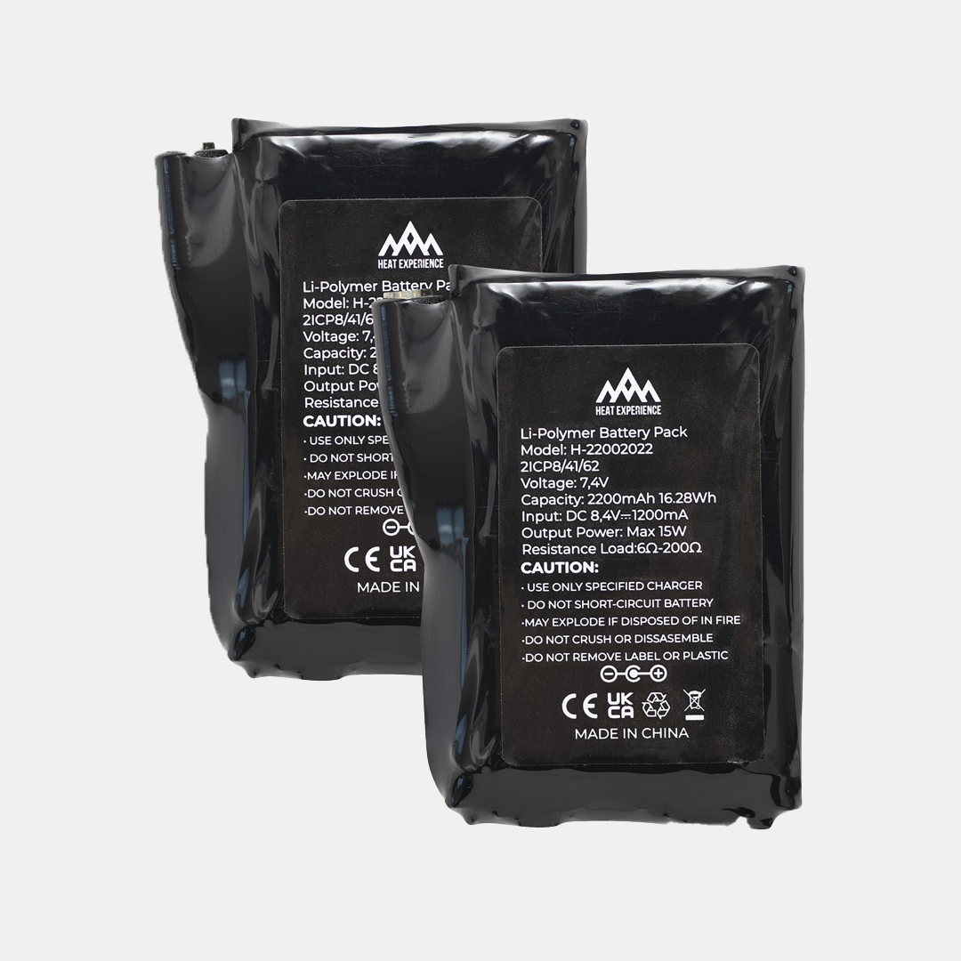 HeatX Battery for Heating Gloves – 2-pack – 2200mAh, 7.4V