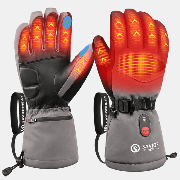 Savior Heat - Gray warming gloves with Quick charging