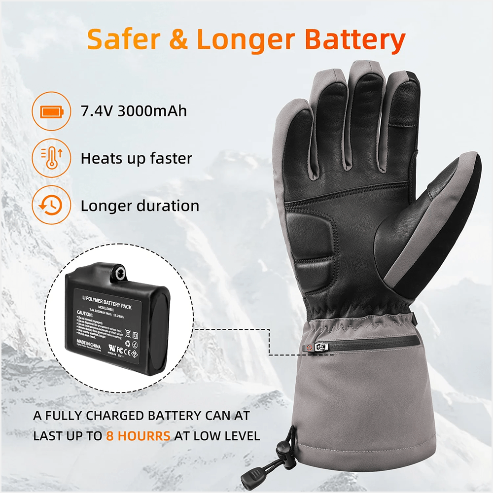 Savior Heat - Gray warming gloves with Quick charging