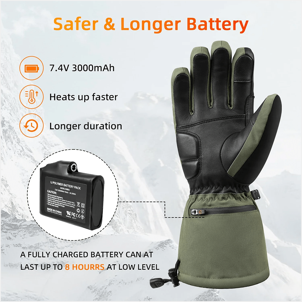 Savior Heat - Green warm gloves with quick charging