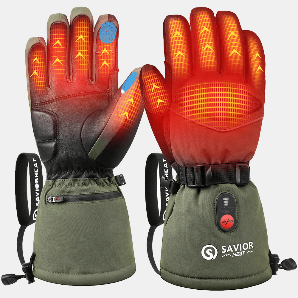 Savior Heat - Green warm gloves with quick charging