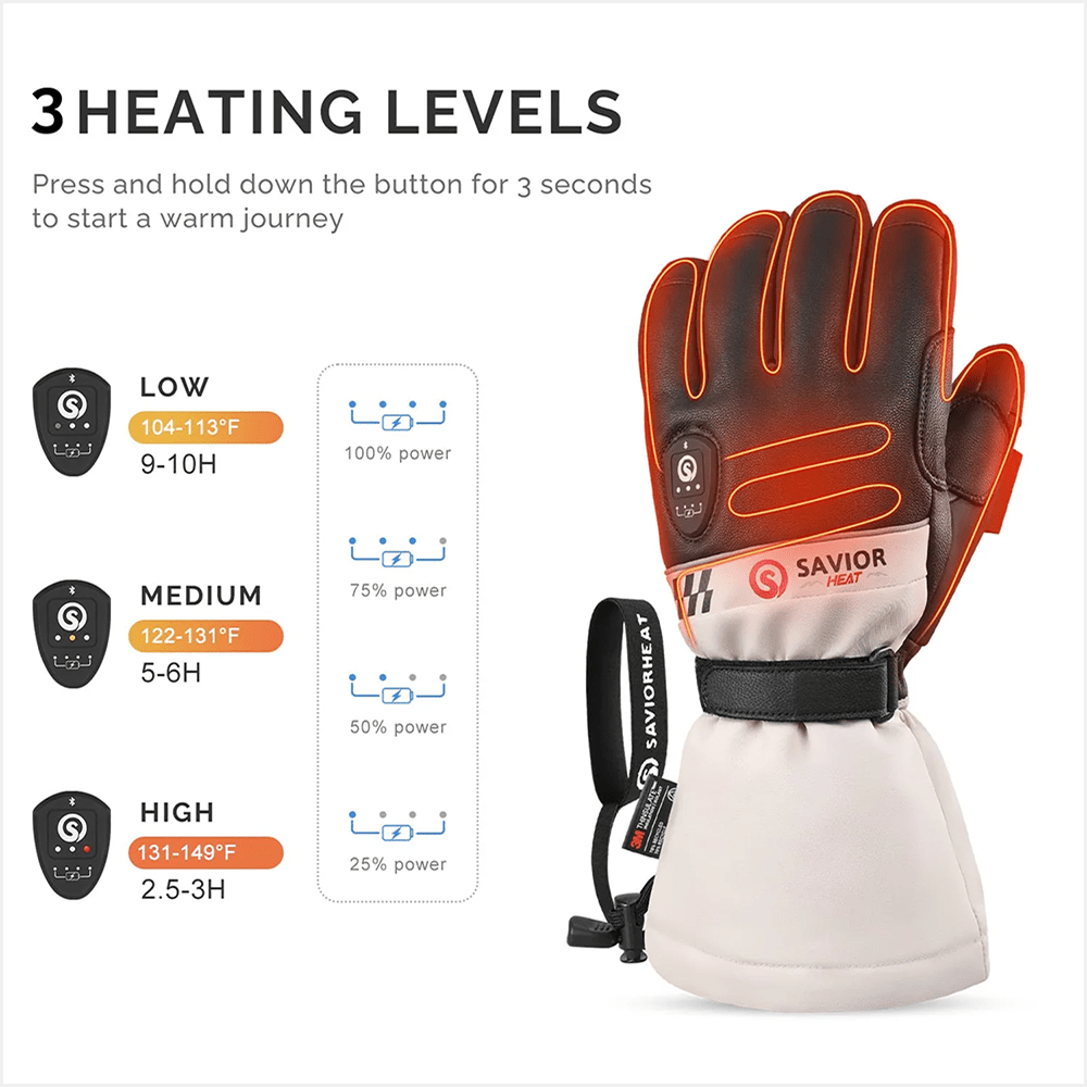 Savior Heat - Ski Gloves in Waterproof Goatskin with Bluetooth