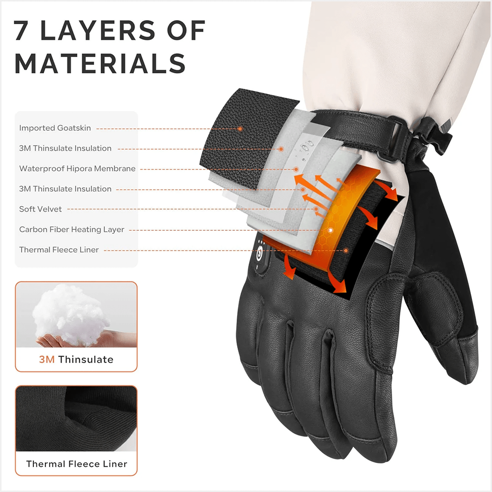 Savior Heat - Ski Gloves in Waterproof Goatskin with Bluetooth